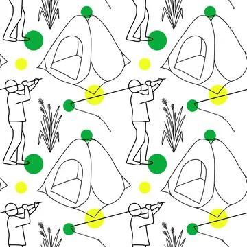 Vector seamless pattern on the topic of fishing Stock Illustration