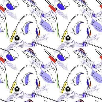 Vector seamless pattern on the topic of fishing Stock Illustration
