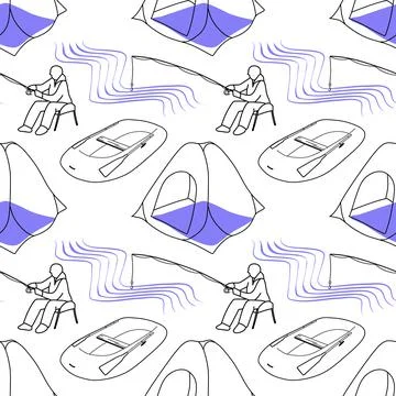 Vector seamless pattern on the topic of fishing Stock Illustration