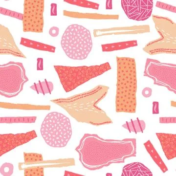 Vector seamless pattern. Torn paper decorated paint and ink spots. Different  Stock Illustration