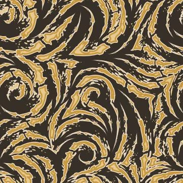 Vector seamless pattern of torn stripes and arcs of brown and beige color with Stock Illustration