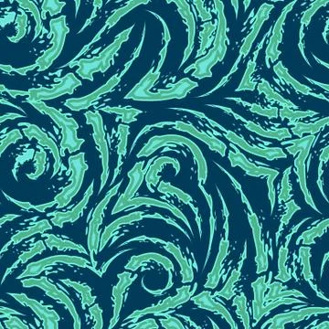 Vector seamless pattern of torn stripes and arcs of turquoise and green color Stock Illustration