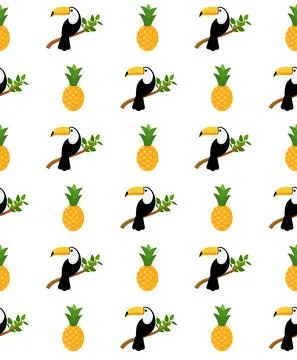Vector seamless pattern with toucan. Texture design Stockillustratie