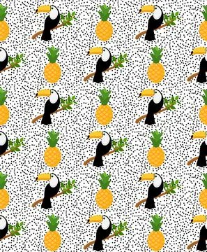 Vector seamless pattern with toucan. Texture design Illustrazione stock
