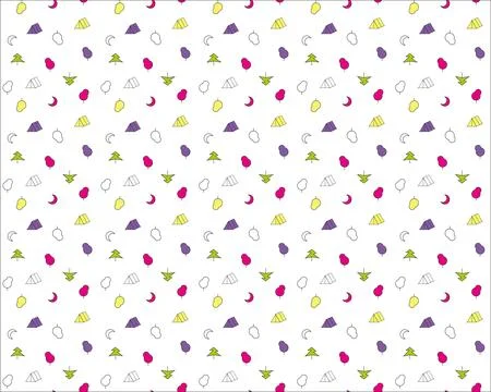 Vector Seamless Pattern in Tourism style with colorful moon, tents, trees イラスト素材