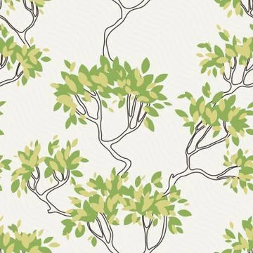 Vector seamless pattern of tree branches with leaves Illustrazione stock