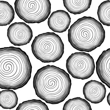 Vector Seamless Pattern with Tree Rings, Saw Cut Tree Trunk, Wood Log, Cross Stock Illustration