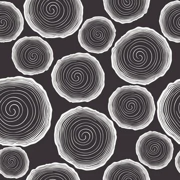 Vector Seamless Pattern with Tree Rings, Saw Cut Tree Trunk, Wood Log, Cross Stock Illustration