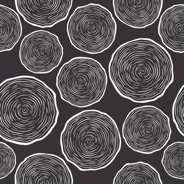 Vector Seamless Pattern with Tree Rings, Saw Cut Tree Trunk, Wood Log, Cross Stock Illustration