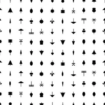 Vector seamless pattern with trees icon elements. Black trees on a white back Illustrazione stock