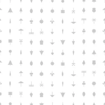 Vector seamless pattern with trees icon elements. Grey tress on a white backg Illustrazione stock