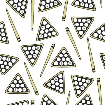 Vector seamless pattern , triangle, balls, billiards elements Illustrazione stock