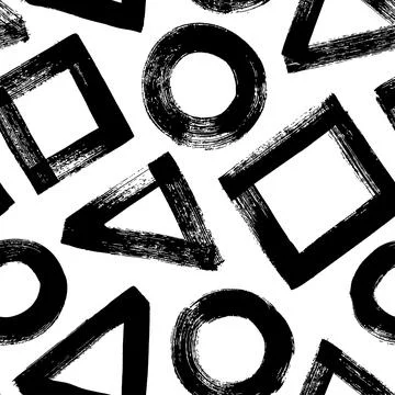 Vector seamless pattern with triangles and circles Stock Illustration