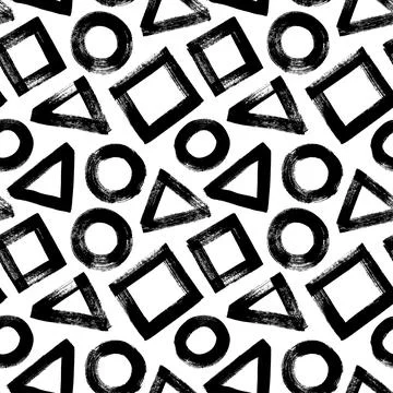 Vector seamless pattern with triangles and circles Illustrazione stock