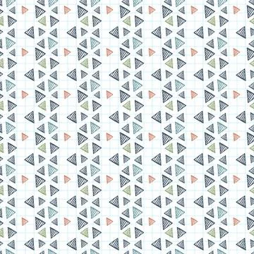 Vector seamless pattern of triangles primed on checkered paper Illustrazione stock