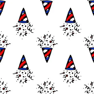 Vector seamless pattern of triangular cracker in the colors of the American flag Stock Illustration