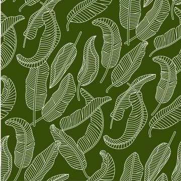 Vector seamless pattern with tropical banana leaves Stock Illustration