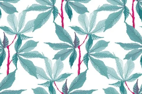 Vector seamless pattern. Tropical floral background. Turquoise leaves. Vec... 스톡 사진
