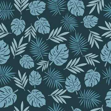 Vector seamless pattern with tropical leaves Stock Illustration