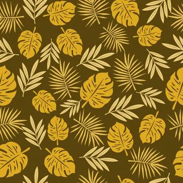 Vector seamless pattern with tropical leaves Ilustración de archivo
