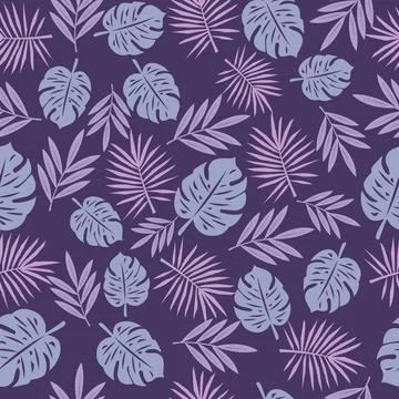 Vector seamless pattern with tropical leaves Stock Illustration