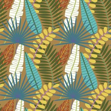 Vector seamless pattern with tropical leaves. Jungles. Tropical pattern. Stock Illustration