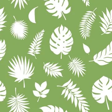Vector seamless pattern with tropical leaves. Cute bright and fun summer floral Illustrazione stock