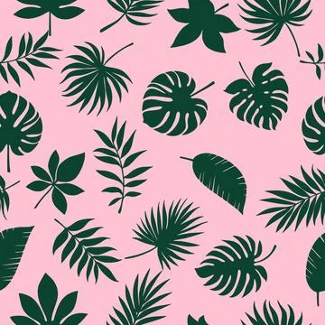 Vector seamless pattern with tropical leaves. Cute bright and fun summer floral Illustrazione stock