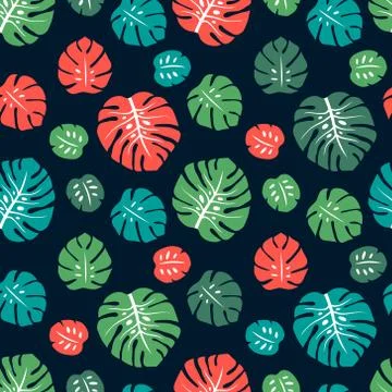 Vector seamless pattern with tropical palm leaves. Graphic stylized drawing. Stock Illustration
