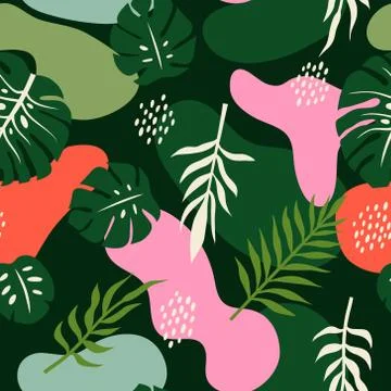 Vector seamless pattern with tropical palm leaves. Graphic stylized drawing. Stock-Illustration
