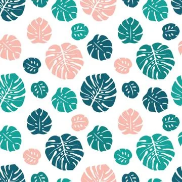 Vector seamless pattern with tropical palm leaves. Graphic stylized drawing. Stock Illustration