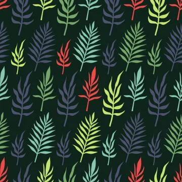 Vector seamless pattern with tropical palm leaves. Graphic stylized drawing. Stock Illustration
