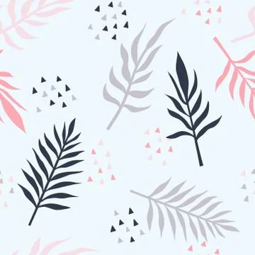 Vector seamless pattern with tropical palm leaves. Graphic stylized drawing. Stock Illustration