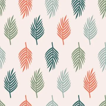 Vector seamless pattern with tropical palm leaves. Graphic stylized drawing. Stock Illustration