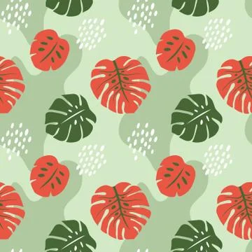 Vector seamless pattern with tropical palm leaves. Graphic stylized drawing. Stock Illustration