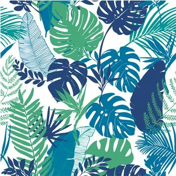 Vector seamless pattern with tropical palm leaves Stock Illustration