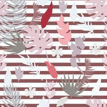 Vector seamless pattern with tropical plants Stock Illustration