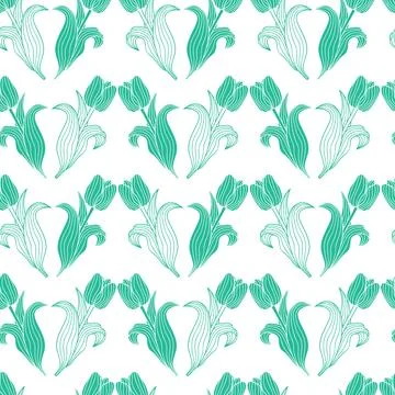 Vector seamless pattern with tulip flowers. Spring floral background, wallpaper 스톡 일러스트