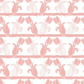 Vector seamless pattern with tulip flowers. Spring floral background, wallpaper Stock Illustration