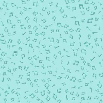 Vector seamless pattern with turquoise musical notes and signs Illustrazione stock