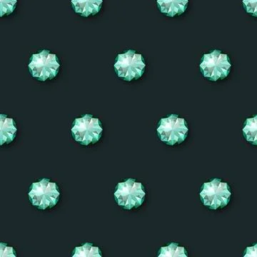 Vector Seamless Pattern with Turquoise, Teal 3d Realistic Transparent Round Stock Illustration