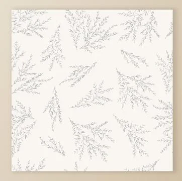 Vector seamless pattern with twig and leaves silhouette. Background with deco Stock Illustration