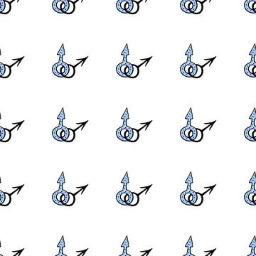 Vector seamless pattern of two crossed symbols of mars, male gender symbols i イラスト素材