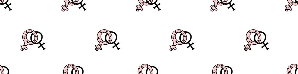 Vector seamless pattern of two crossed symbols of venus, female gender symbol Stock Illustration