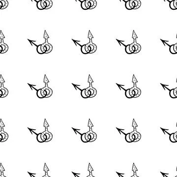 Vector seamless pattern of two crossed symbols of mars, male gender symbols i Stock Illustration