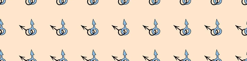 Vector seamless pattern of two crossed symbols of mars, male gender symbols i Illustrazione stock