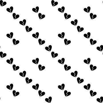 Vector seamless pattern of a two red broken hearts - heartbreak and sadness.. Stock Illustration