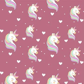 Vector seamless pattern with unicorn Stock Illustration