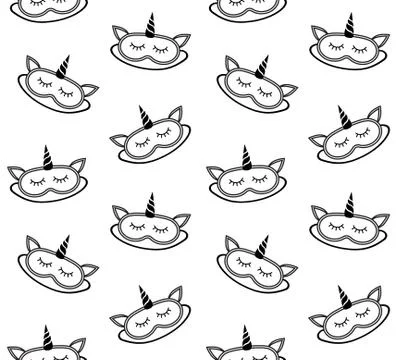 Vector seamless pattern of unicorn sleeping mask Stock Illustration