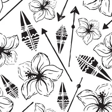 Vector seamless pattern. Universal colorful summer hawaiian flow Stock Illustration